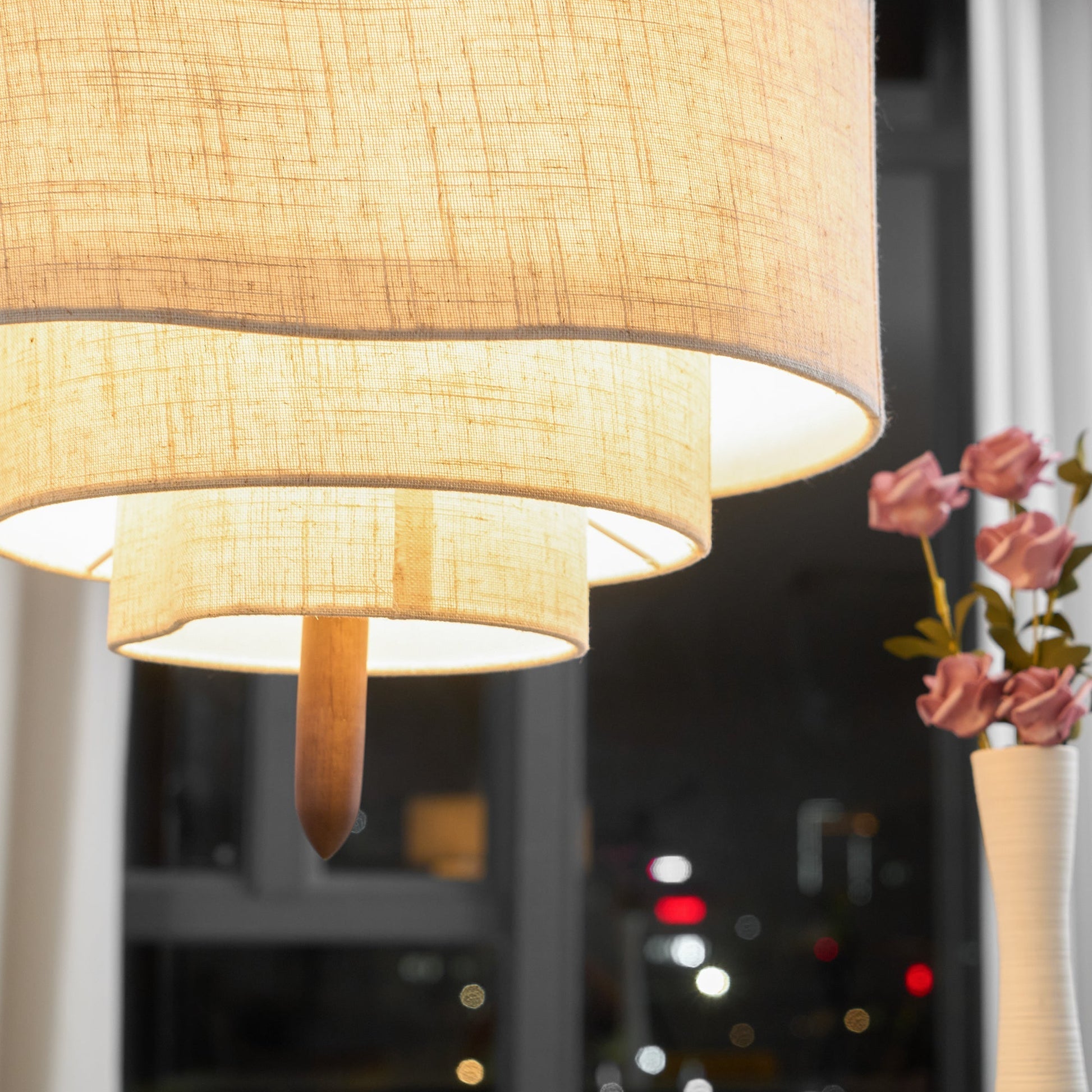 Altheus Premium Nordic Pebble Fabric Metal Pendant Lamp - Lamp Copper