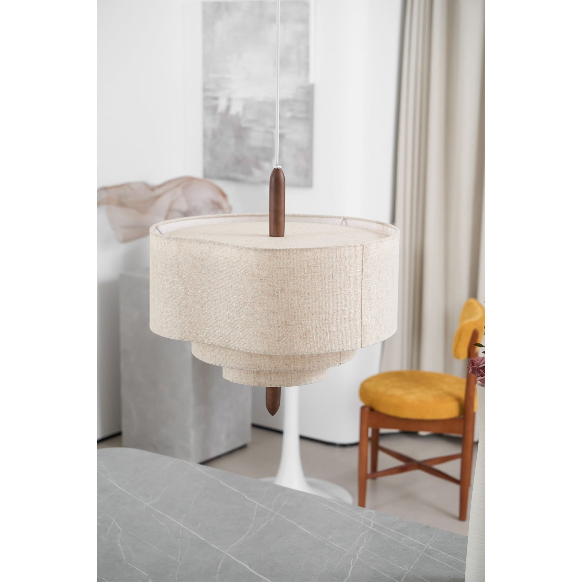 Altheus Premium Nordic Pebble Fabric Metal Pendant Lamp - Lamp Copper