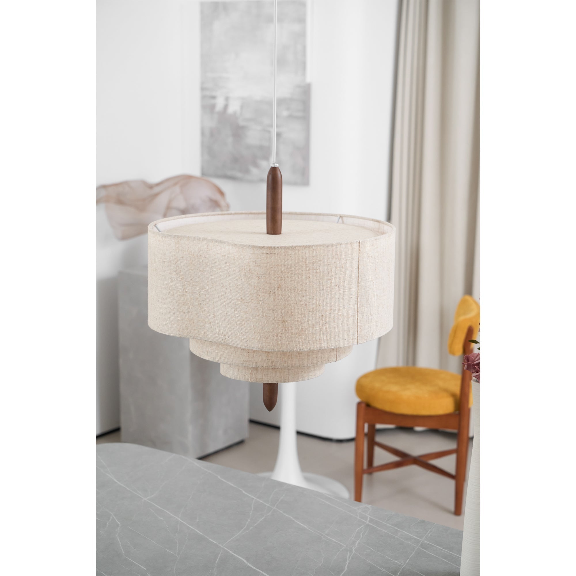 Altheus Premium Nordic Pebble Fabric Metal Pendant Lamp - Lamp Copper