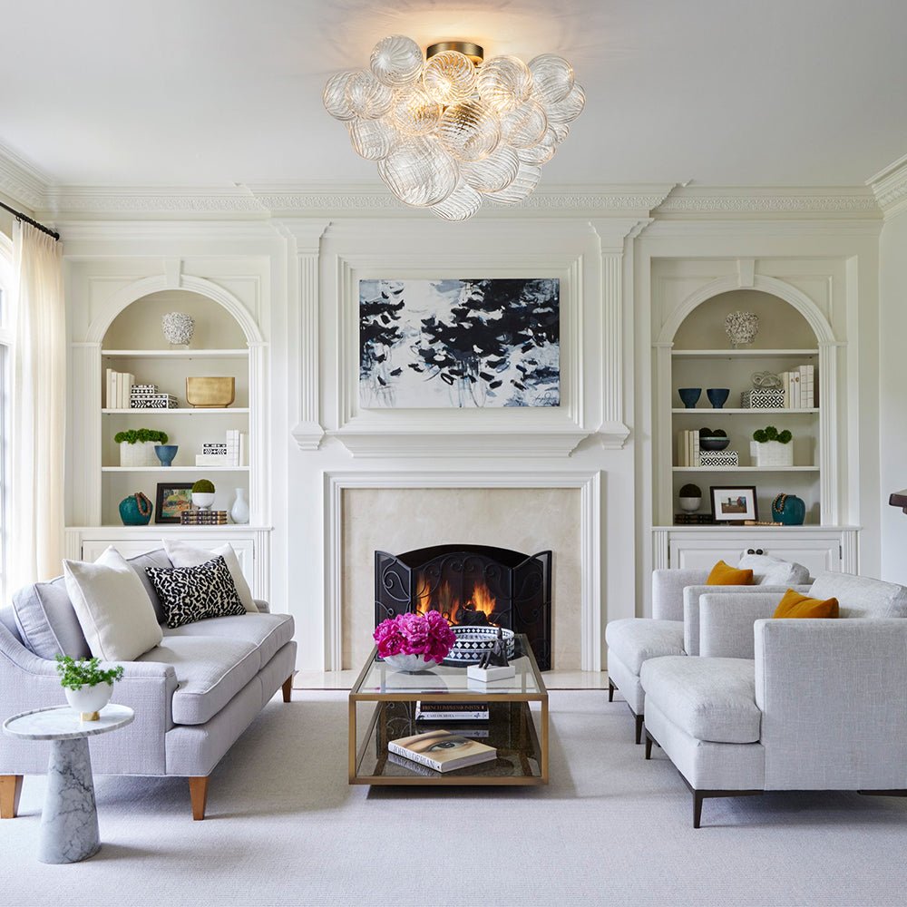 Elmyst Bubble Glass Semi Flush Chandelier - Lamp Copper