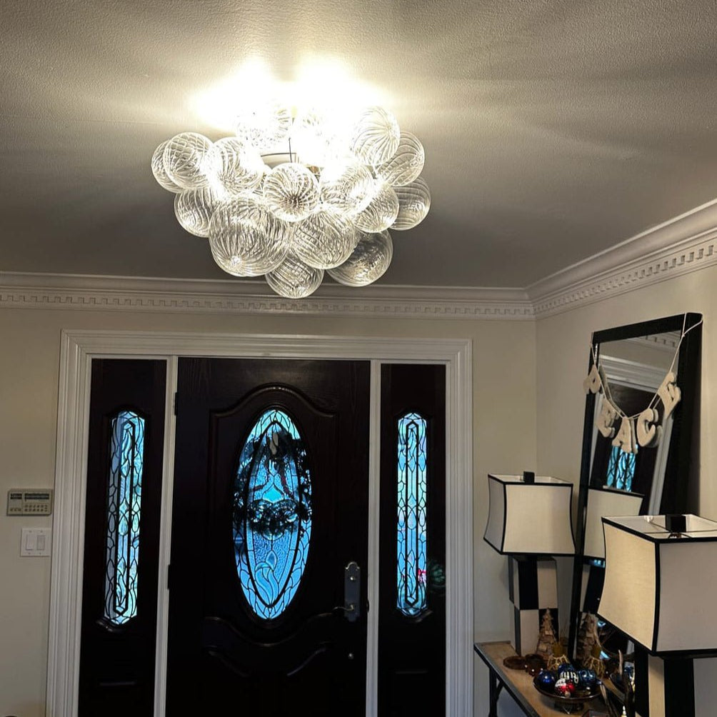 Elmyst Bubble Glass Semi Flush Chandelier - Lamp Copper