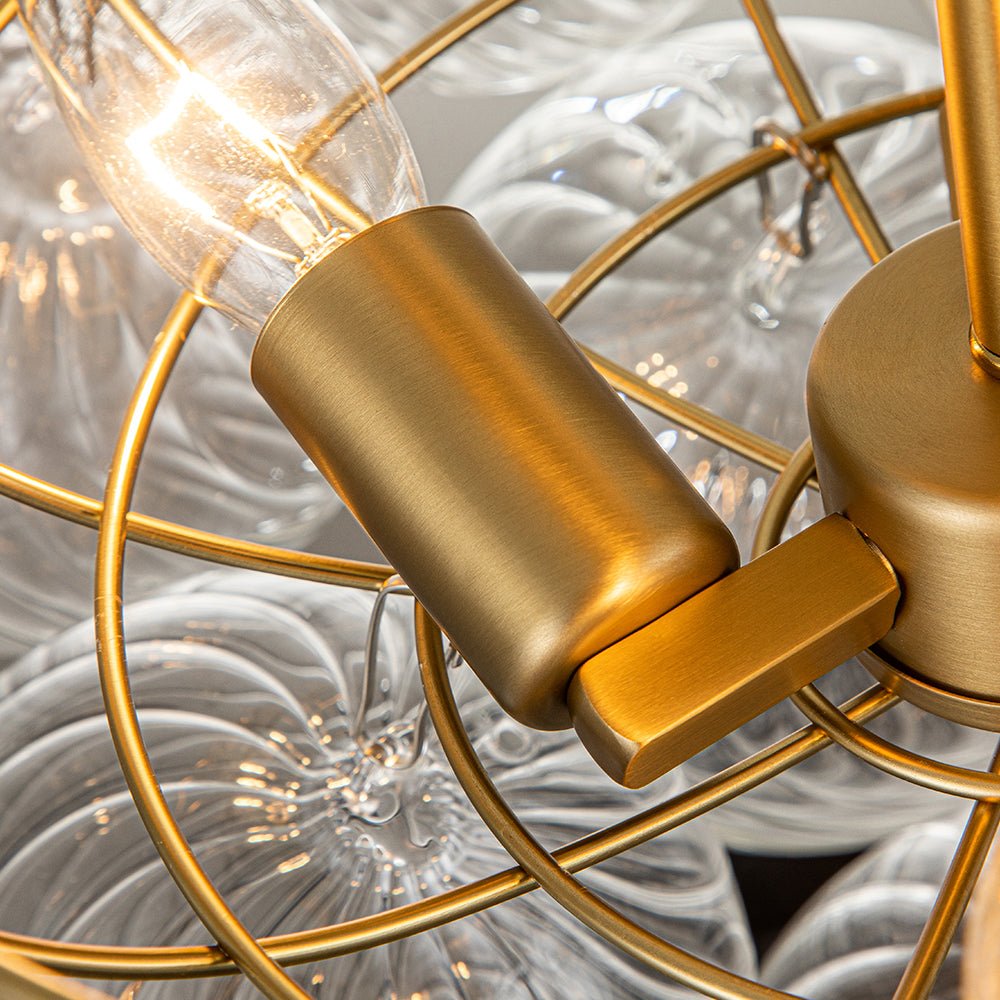 Elmyst Bubble Glass Semi Flush Chandelier - Lamp Copper