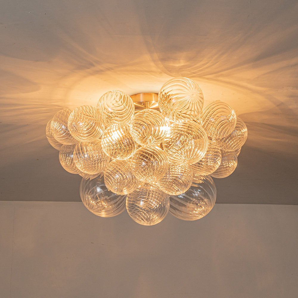Brillia Modern Glass Bubble Semi Flush Chandelier - Lamp Copper