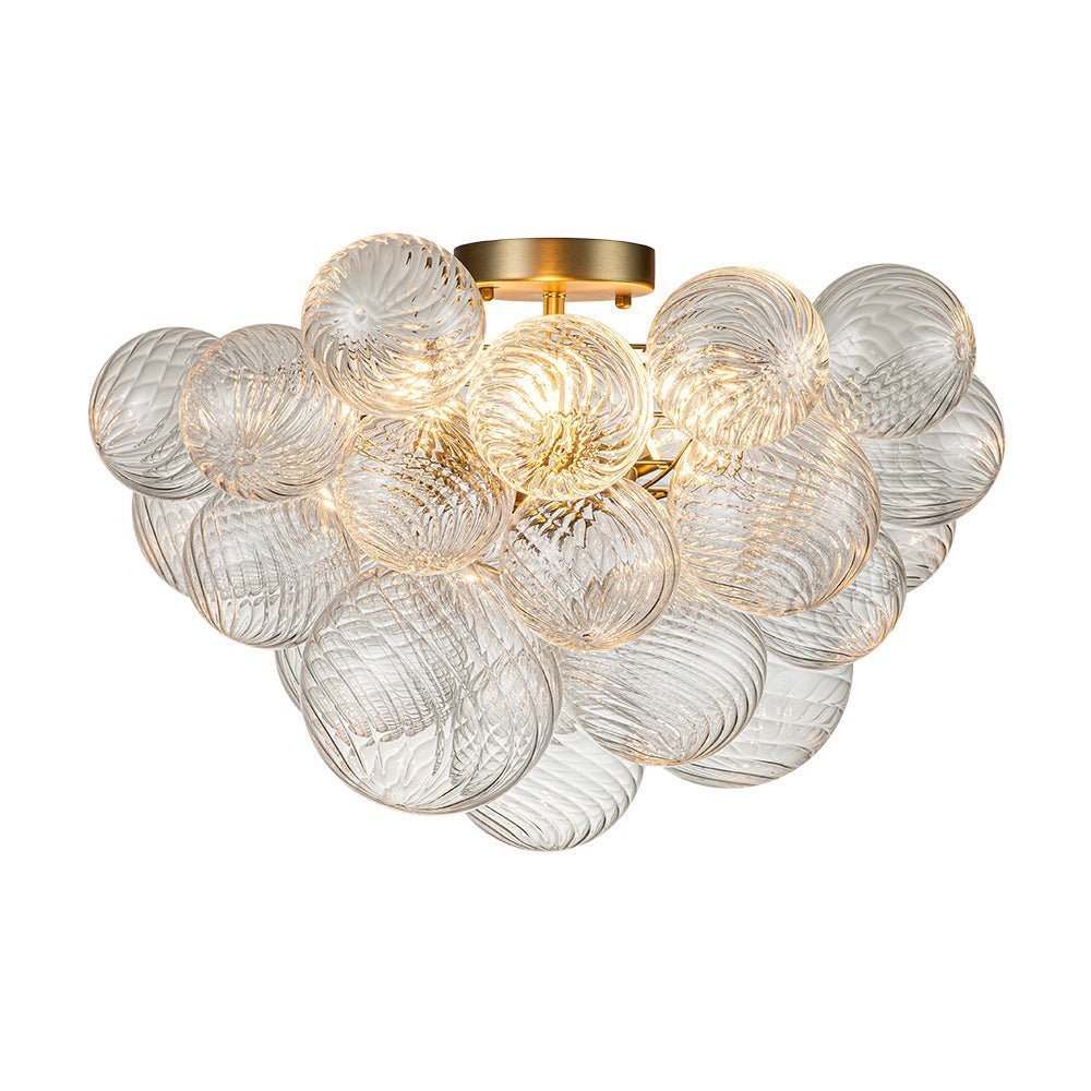 Brillia Modern Glass Bubble Semi Flush Chandelier - Lamp Copper