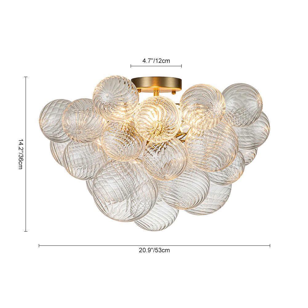 Brillia Modern Glass Bubble Semi Flush Chandelier - Lamp Copper