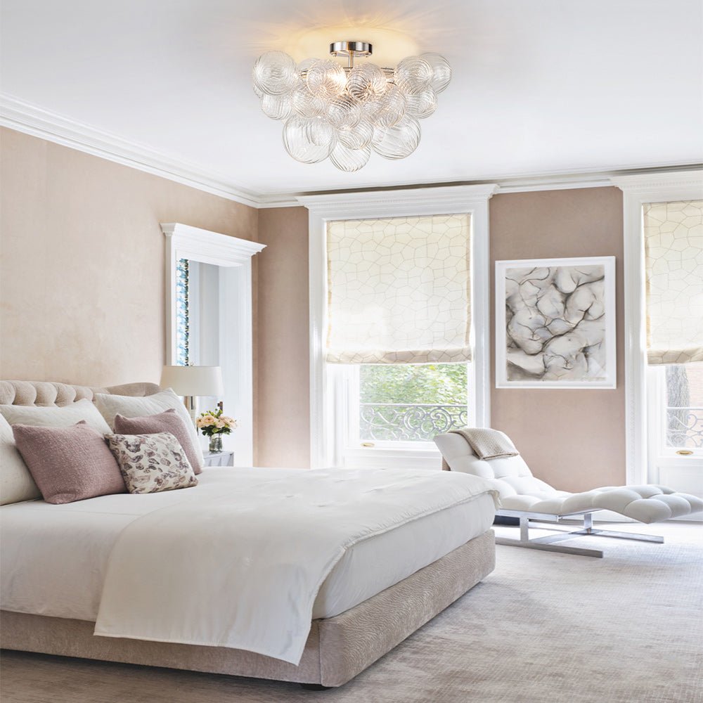 Brillia Modern Glass Bubble Semi Flush Chandelier - Lamp Copper