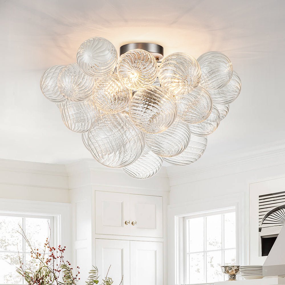 Brillia Modern Glass Bubble Semi Flush Chandelier - Lamp Copper