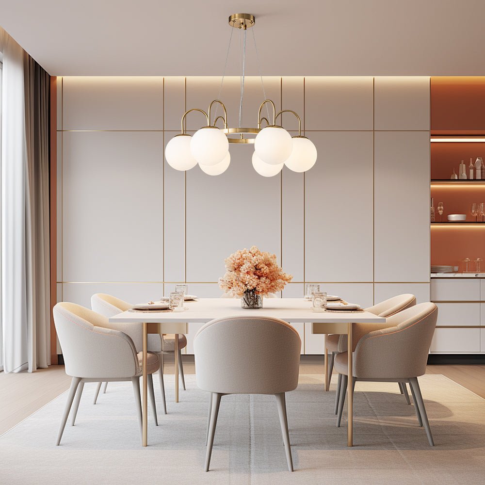 Ulfuvyt Frosted Globe Bubble Glass Chandelier - Lamp Copper