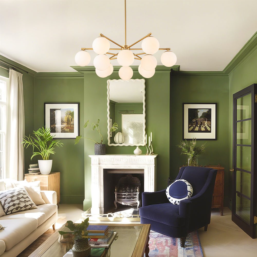 Xenuvux Sputnik Frosted Bubble Glass Pendant Chandelier - Lamp Copper