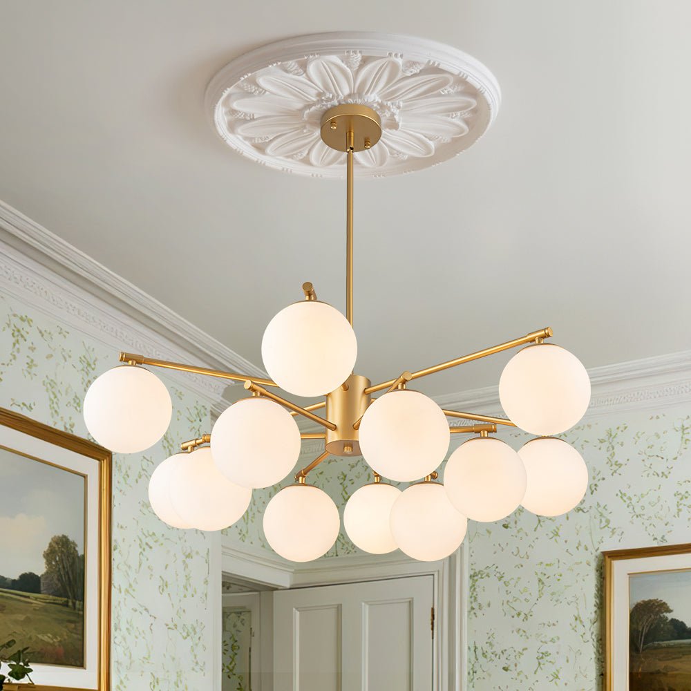 Xenuvux Sputnik Frosted Bubble Glass Pendant Chandelier - Lamp Copper