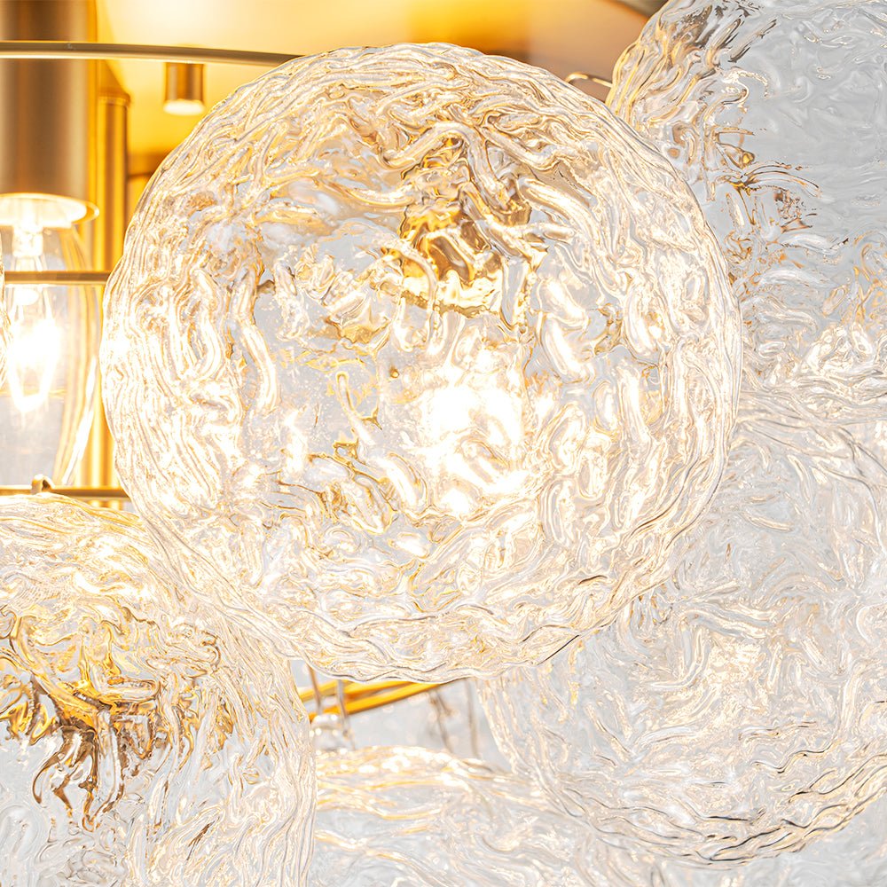 Ornuvum Cluster Rippled Bubble Glass Semi Flush Chandelier - Lamp Copper