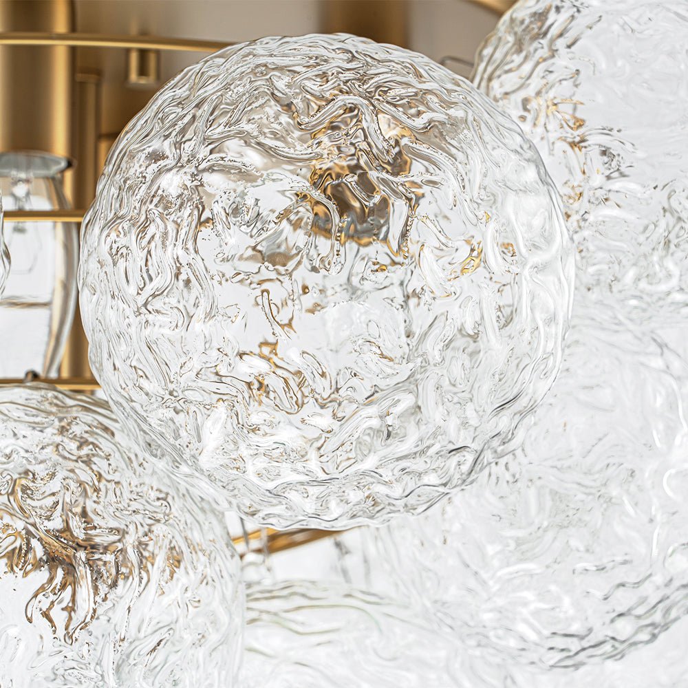 Ornuvum Cluster Rippled Bubble Glass Semi Flush Chandelier - Lamp Copper