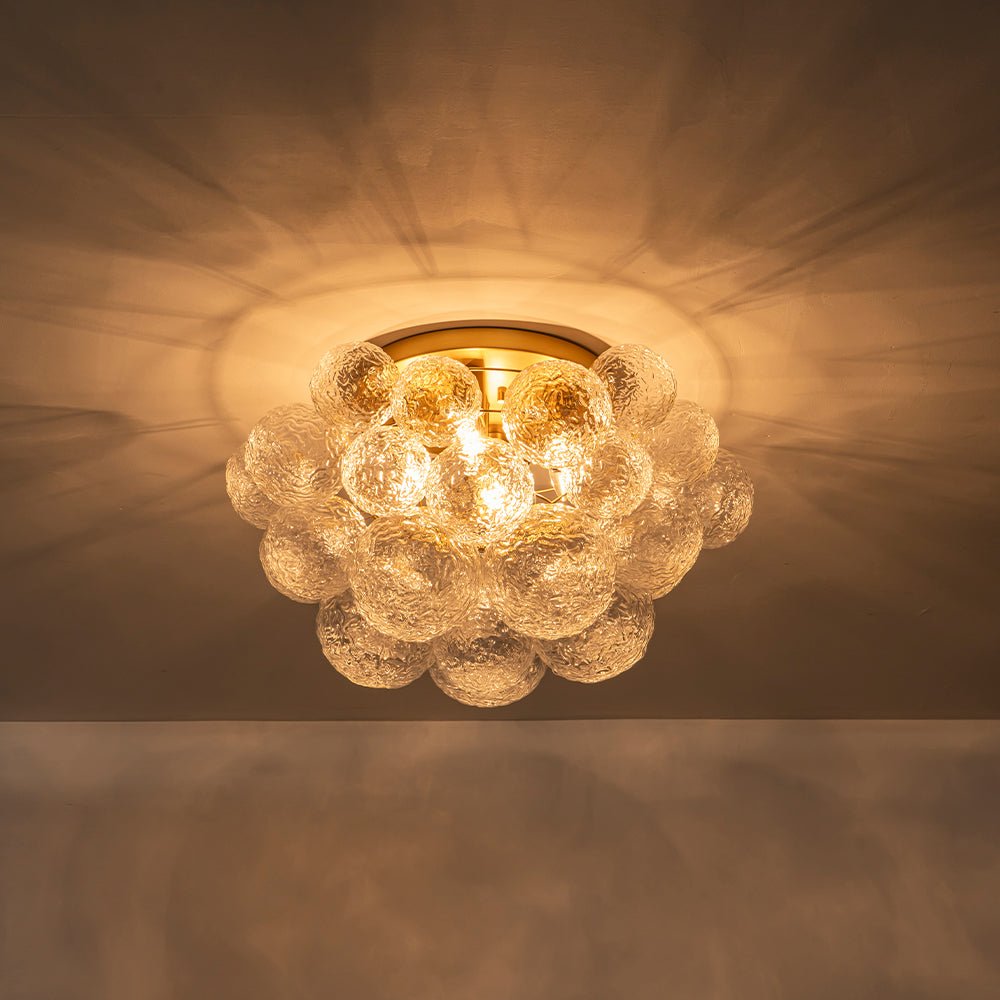 Ornuvum Cluster Rippled Bubble Glass Semi Flush Chandelier - Lamp Copper