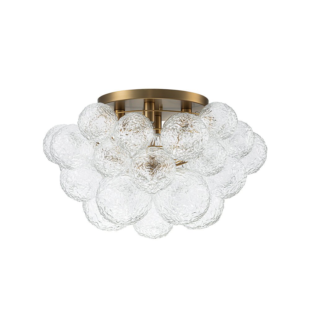 Ornuvum Cluster Rippled Bubble Glass Semi Flush Chandelier - Lamp Copper