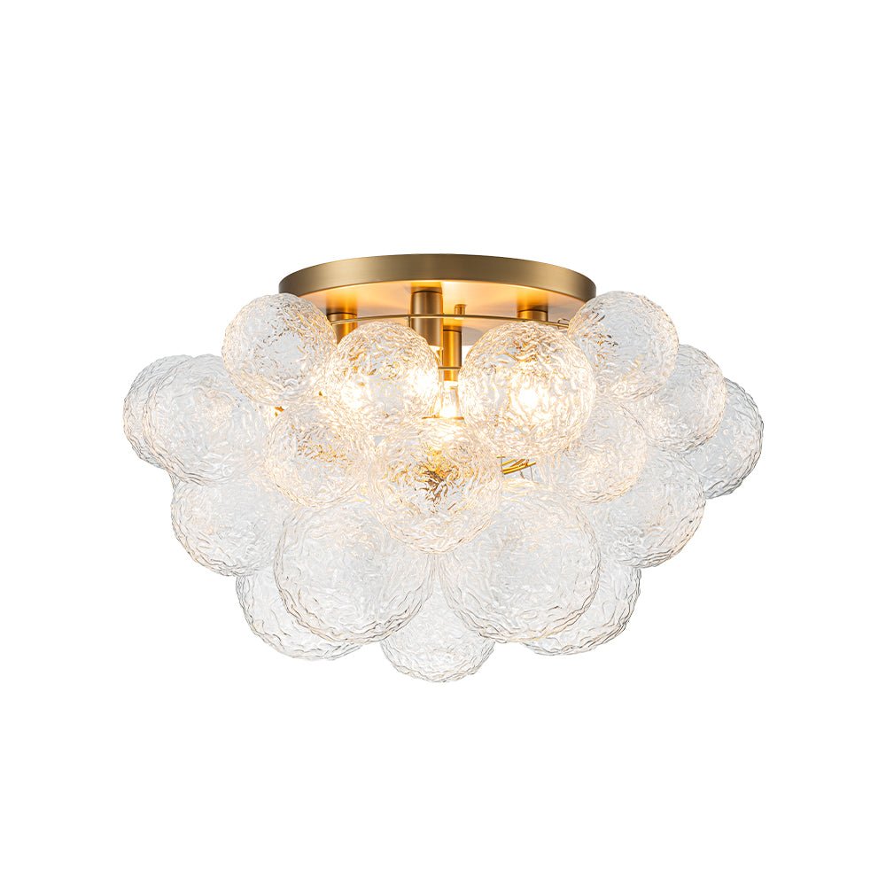 Ornuvum Cluster Rippled Bubble Glass Semi Flush Chandelier - Lamp Copper