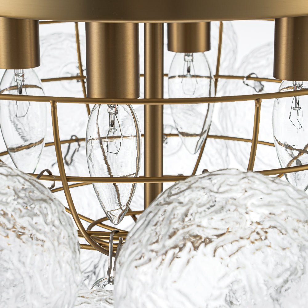 Ornuvum Cluster Rippled Bubble Glass Semi Flush Chandelier - Lamp Copper