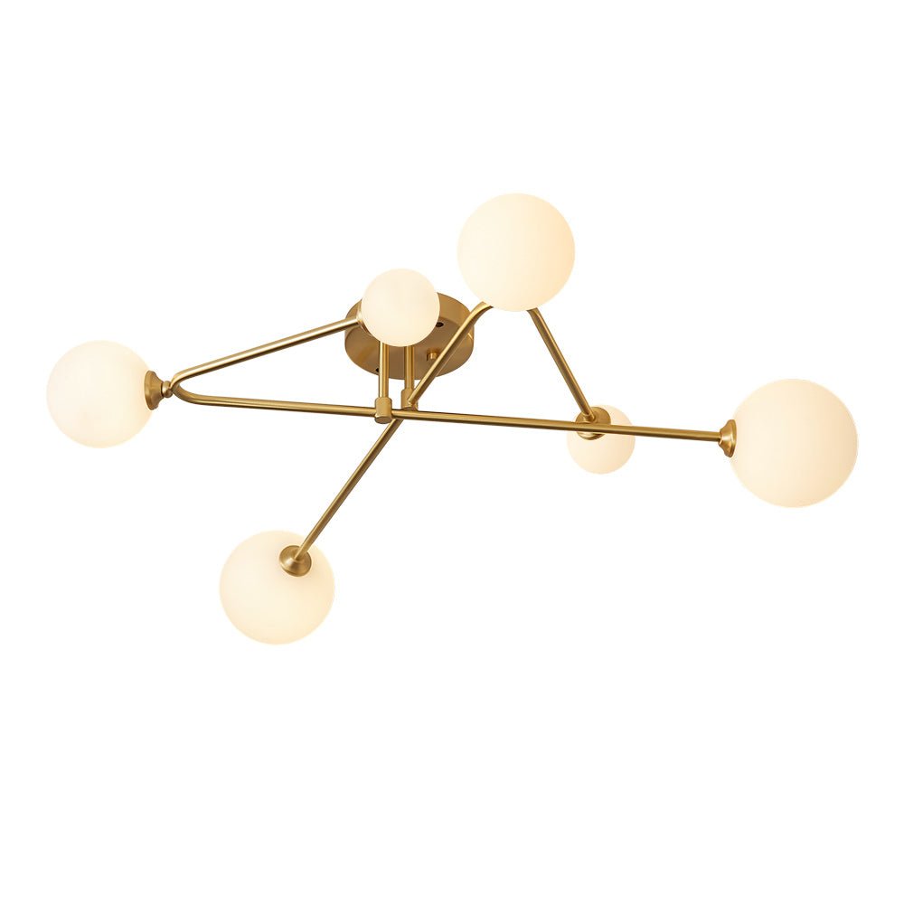 Lysvit Linear Metal Glass Semi Flush Mount Ceiling Light - Lamp Copper