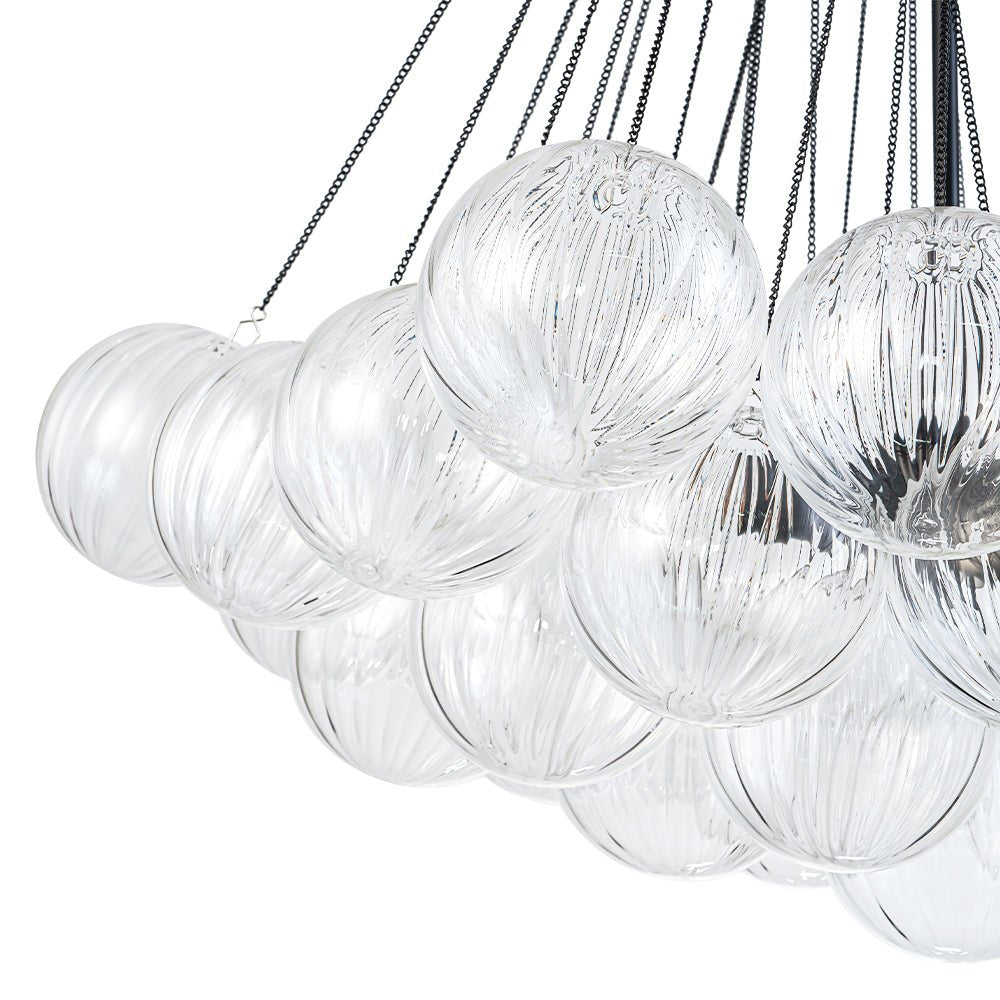 Aevuvox Glam Ribbed Globe Textured Cluster Glass Chandelier - Lamp Copper