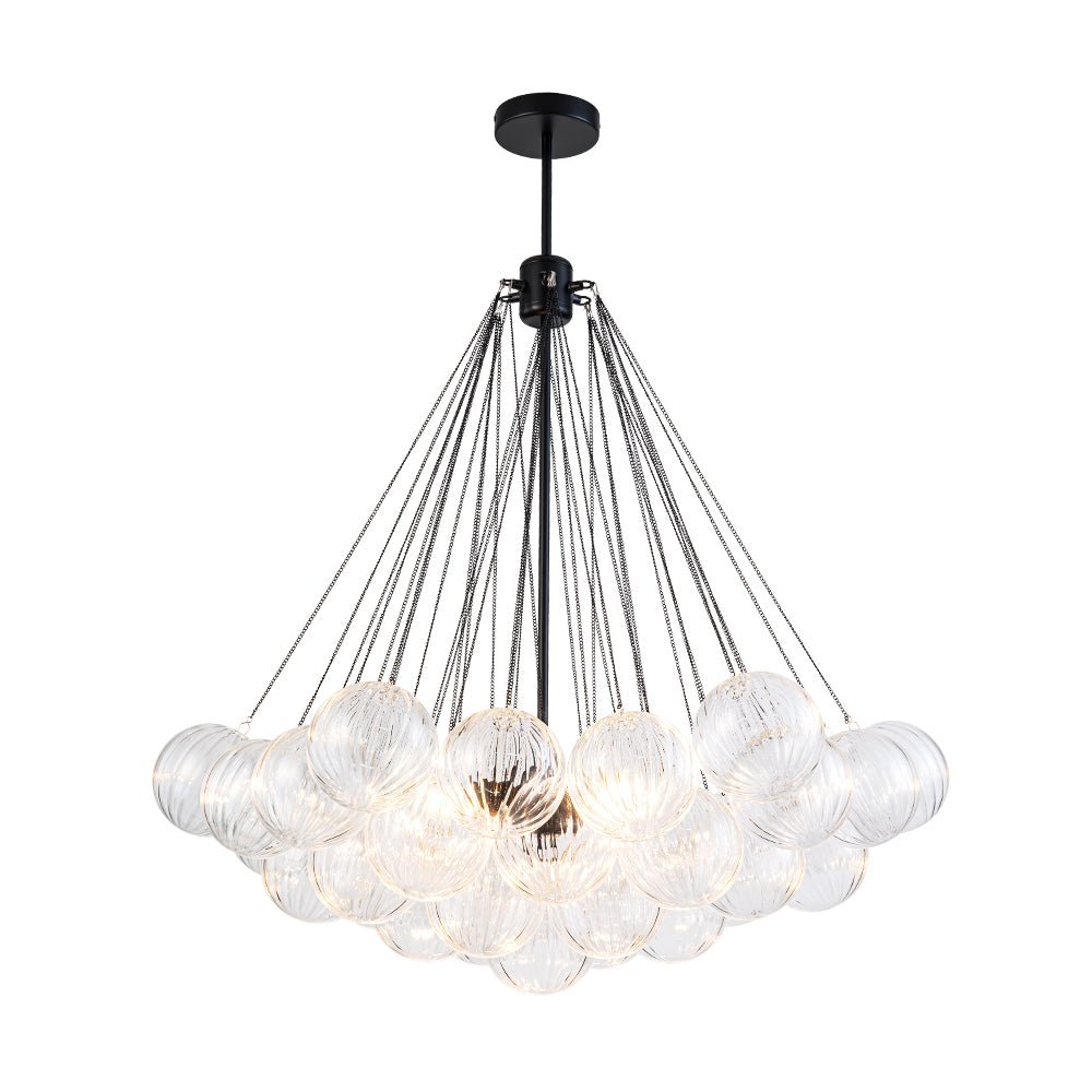 Aevuvox Glam Ribbed Globe Textured Cluster Glass Chandelier - Lamp Copper