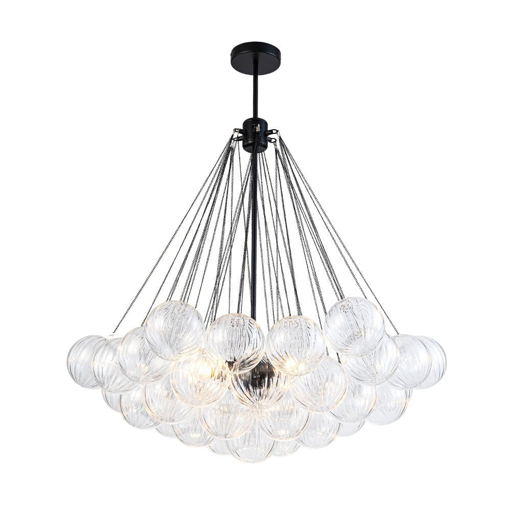 Aevuvox Glam Ribbed Globe Textured Cluster Glass Chandelier - Lamp Copper