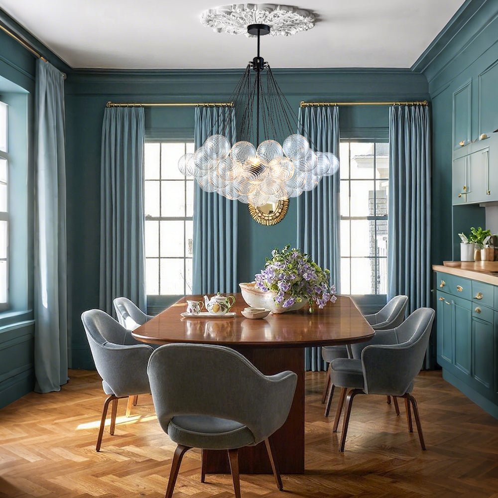 Aevuvox Glam Ribbed Globe Textured Cluster Glass Chandelier - Lamp Copper