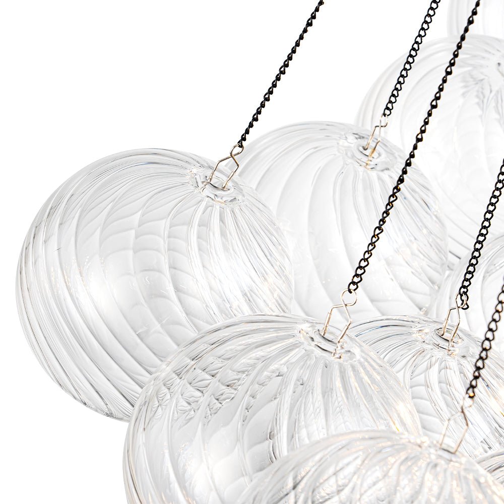 Aevuvox Glam Ribbed Globe Textured Cluster Glass Chandelier - Lamp Copper