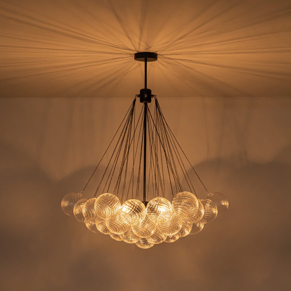 Aevuvox Glam Ribbed Globe Textured Cluster Glass Chandelier - Lamp Copper