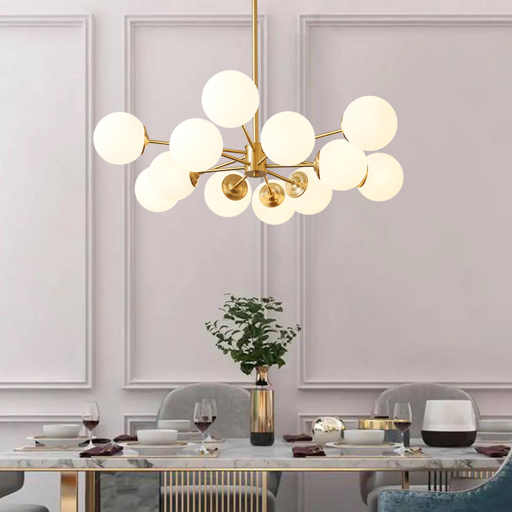 Glazia Minimalist Opal Glass Chandelier - Lamp Copper
