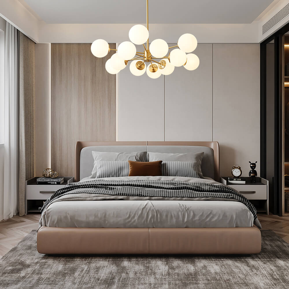 Glazia Minimalist Opal Glass Chandelier - Lamp Copper