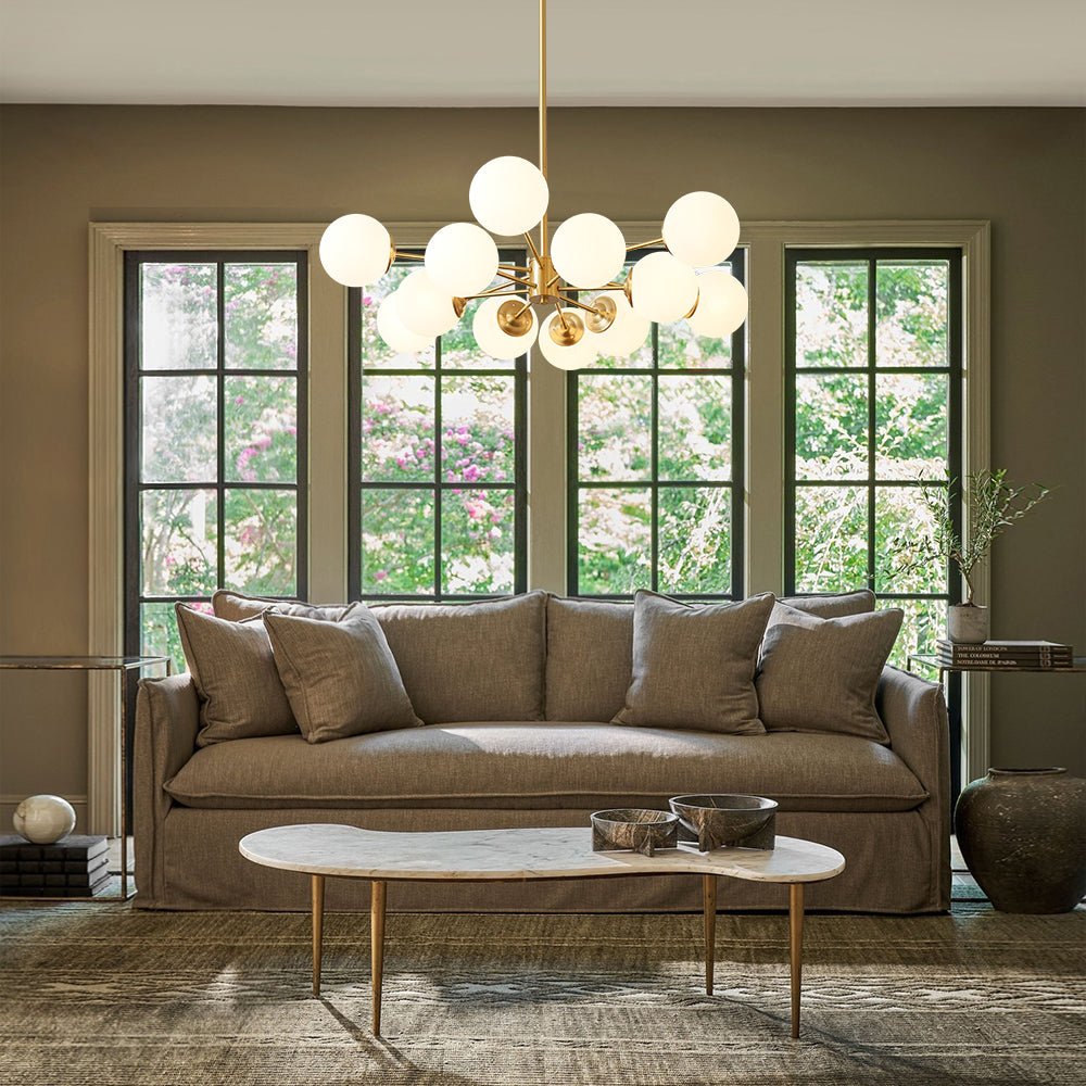 Glazia Minimalist Opal Glass Chandelier - Lamp Copper