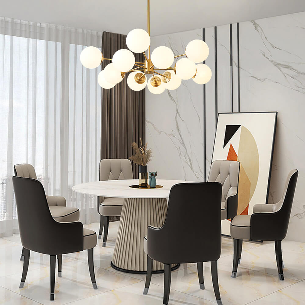 Glazia Minimalist Opal Glass Chandelier - Lamp Copper