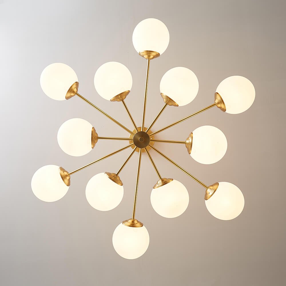 Glazia Minimalist Opal Glass Chandelier - Lamp Copper