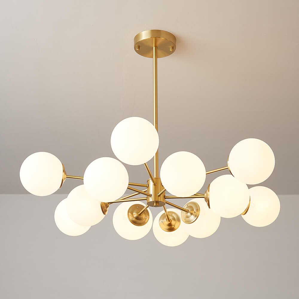 Glazia Minimalist Opal Glass Chandelier - Lamp Copper
